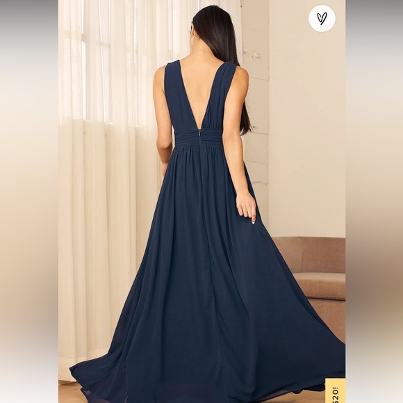 Navy Blue Long Lulus Dress - Picture 3 of 4